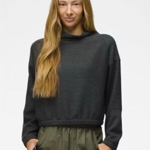 prAna Olivia Pull Over Sweater Charcoal Ribbed Cowl Mock Neck Soft Girl XS